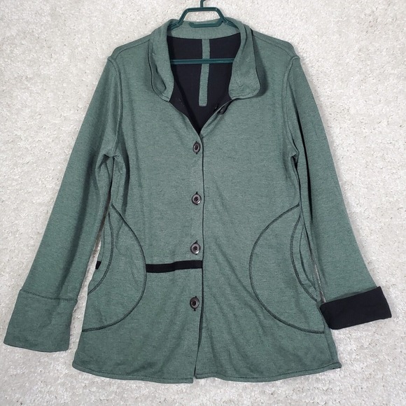 Parsley and Sage Sweater Womens Medium Reversible Button Up Cardigan Lagenlook - Picture 1 of 11
